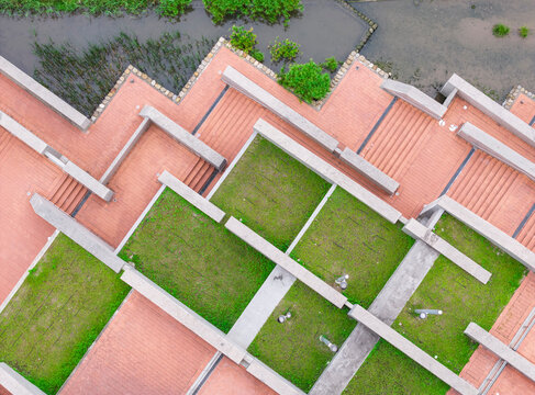 Modern Architectural Garden Aerial View