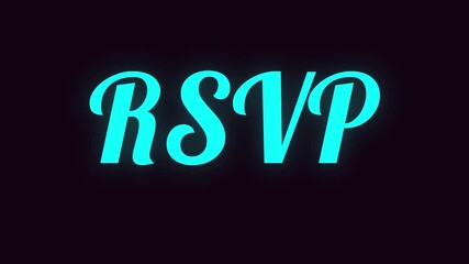 Handwriting Neon Text RSVP Neon Sign Animation for Event Invitation.