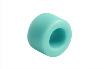 Turquoise 3d geometric torus shape transparent background