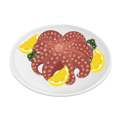 Vector Illustration logo Clip art Fresh Seafood Boiled Octopus