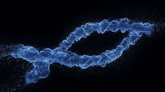 Blue DNA Molecule Particle Motion Graphic Loop