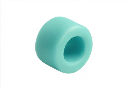 Turquoise 3d geometric torus shape transparent background