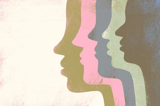 Nested Human Heads &mdash; Bipolar Disorder and Split Personality Concept 