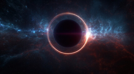 Cosmic black hole with nebula rings profound scientific scene, for astronomy education, sci-fi design and data visualization