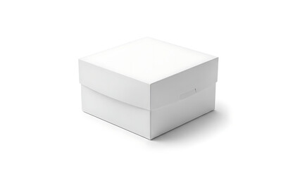 Fototapeta premium A simple white square box with a lid casting a soft shadow.