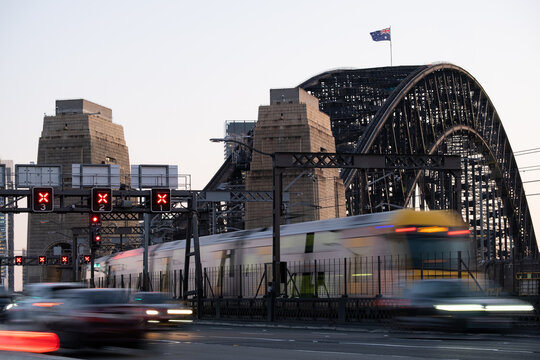 Sydney Harbour Bridge Evening Traffic