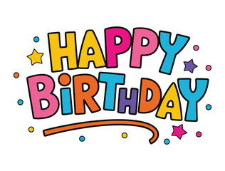 Fototapeta premium Fun, Colorful, and Bold Happy Birthday Lettering Design with Stars and Confetti