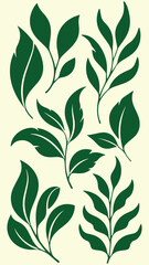 Minimalist Green Leaf Pattern on Cream Background for Fresh Design Ideas