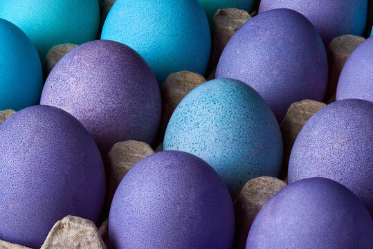 Colorful spring-decorated eggs