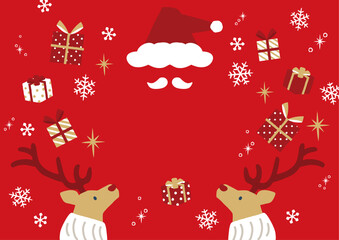 Naklejka premium クリスマス背景イラスト サンタとトナカイ