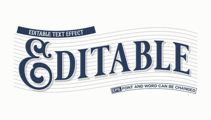 Editable Retro Serif Text Effect on Wavy Sketch Lines Background