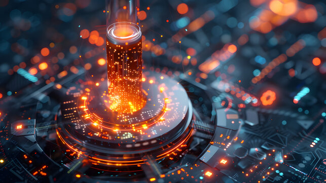 macro close-up of digital 3D holographic candle