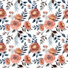 Fototapeta premium Beautiful Watercolor Rose Flower Seamless Pattern