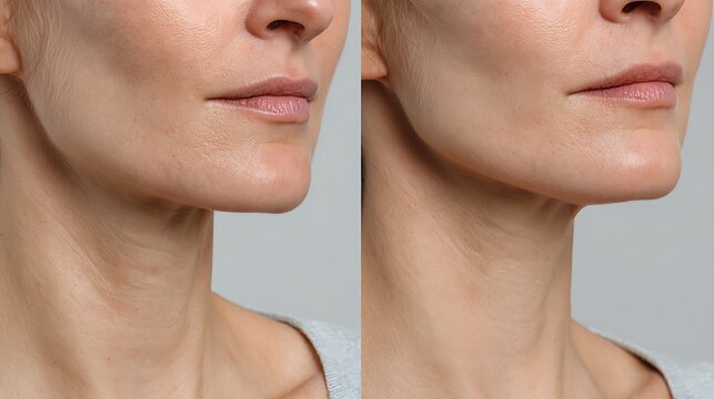 macro split neck fine lines before vs after smoothing,
