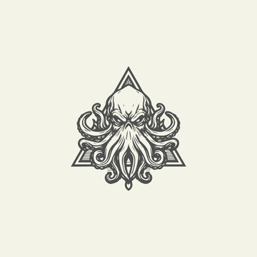 Octopus in Triangle Logo Design