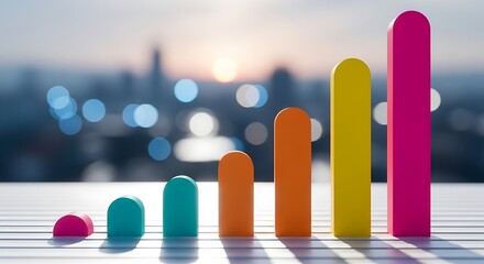 Colorful statistical visualization demonstrating steady business development and achievement