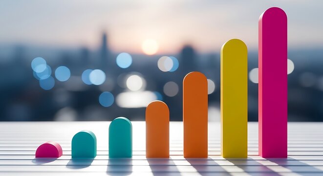 Colorful statistical visualization demonstrating steady business development and achievement