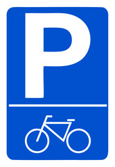 Blue Designated Bicycle Parking Traffic Sign and Symbol