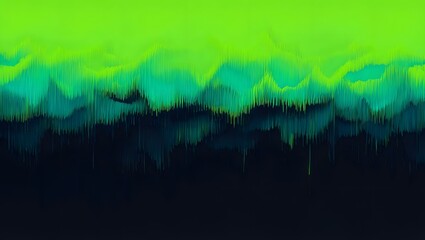 Abstract digital art: vibrant green and teal lines creating modern glitch effect gradient pattern background.