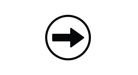 A simple and universal black right arrow icon inside a circle used for navigation next buttons or indicating direction.