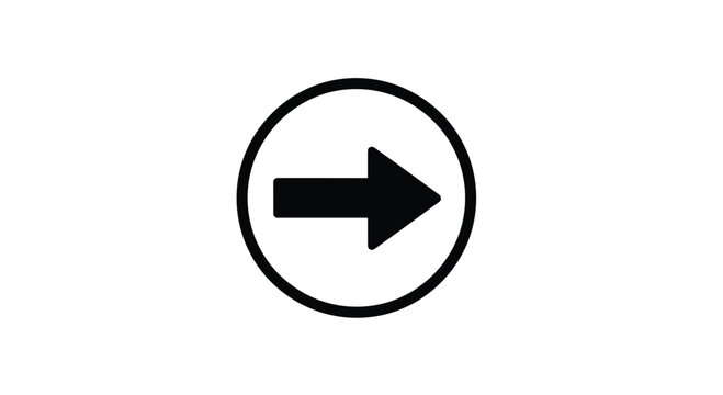 A simple and universal black right arrow icon inside a circle used for navigation next buttons or indicating direction.