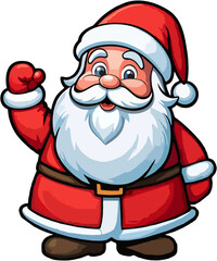 Cute Santa Claus Waving – Christmas Cartoon Illustration