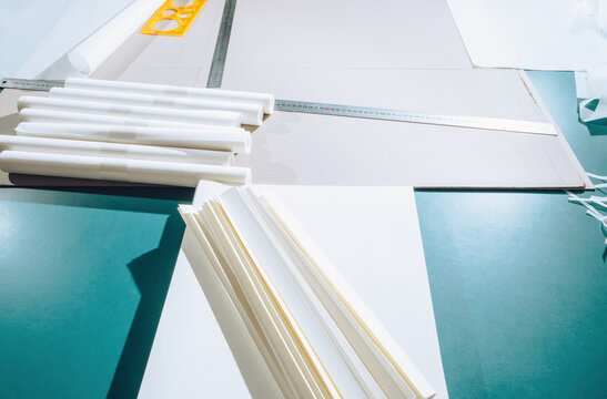 Detail /Papers in bookbinding workshop.