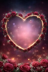 A heart with red roses surrounding it