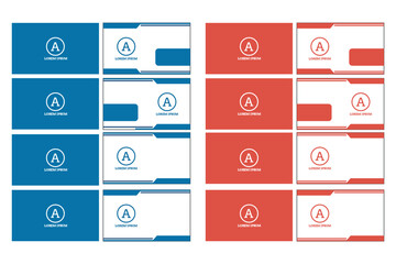 Modern Business Card Design Templates in Blue and Red Color Schemes.
