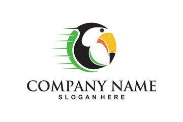 Obraz premium Toucan Bird Logo Design Company Name Slogan Here.