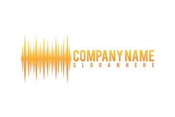 Abstract sound wave logo with company name text.