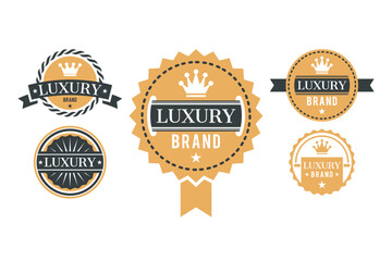 Collection of Luxury Brand Badges and Seals with Crown Emblems.