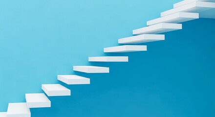 Ascending White Steps on Blue