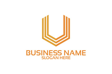 Modern Geometric U Letter Logo Design with Business Name Placeholder.
