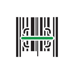 Obraz premium Tech-inspired barcode with circuit board design and a green scanner light.