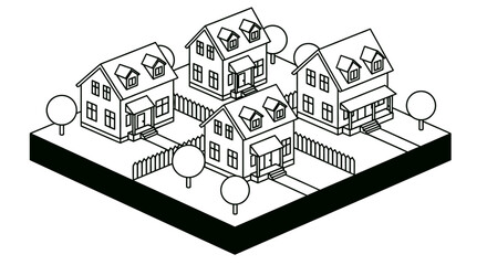 Naklejka premium Isometric houses neighborhood real estate property architecture