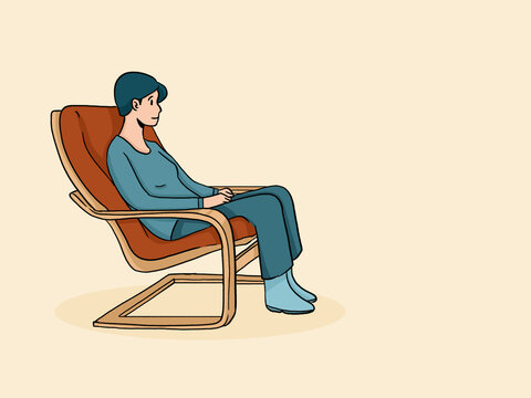 Woman sitting waiting calmly in chair animation