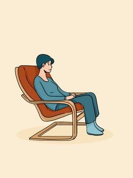 Woman sitting in chair relaxing and listening
