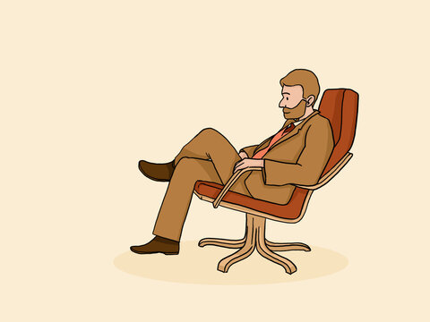 Businessman relaxing in armchair thinking and planning