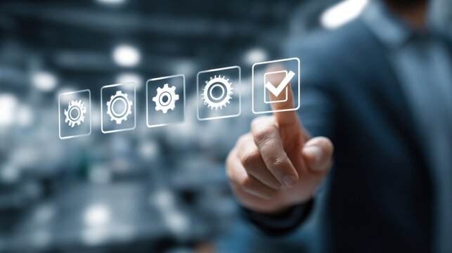 Human hand selecting workflow checklist