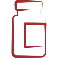Red Outline of a Prescription Bottle on a Transparent Background Ideal for Medical and Pharmaceutical Concepts