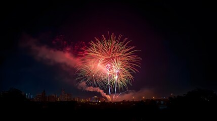City Skyline Illuminated by the Sizzling Burst of Festive Fireworks