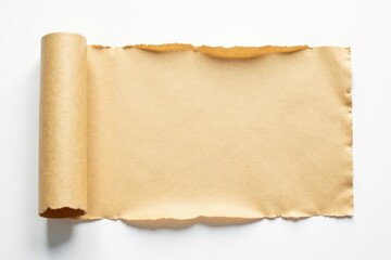 Rough, uneven edges of brown cardboard tear on white , cardboard, aged, brown