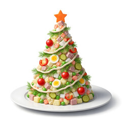 Decorated Christmas Tree with Ornaments and Star Topper in a Festive Holiday Theme