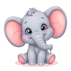 Fototapeta premium Cute Cartoon Elephant Character for Kids