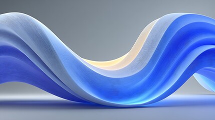 Flowing blue ribbon-like abstract shapes wrapping around clean central space, corporate gradient, modern minimal professional business presentation background, dashboard, UI interface