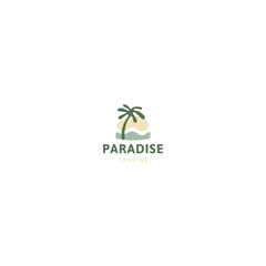 Summer palm tree logo design template flat vector