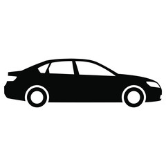 Obraz premium Sedan Car Silhouette Vector Illustration for Design Templates and Commercial Use.