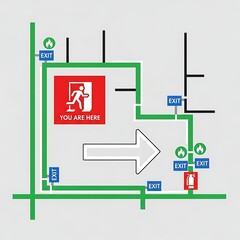 Emergency Exit Route Map with Clear Guidance and Safety.