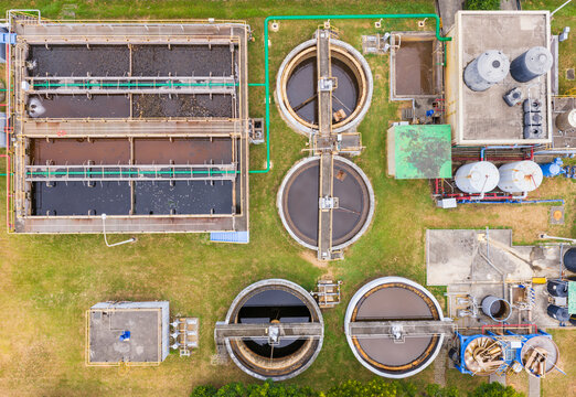 Aerial View of Sewage Treatment Facility